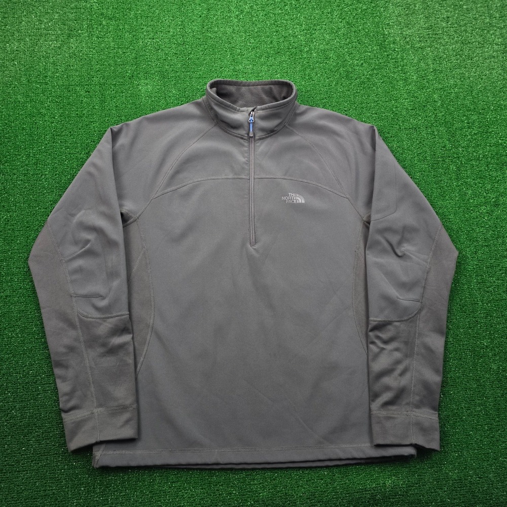 The North Face Cedar Trail Grid Jacket Mens Large Gray Quarter Zip Pullover‎